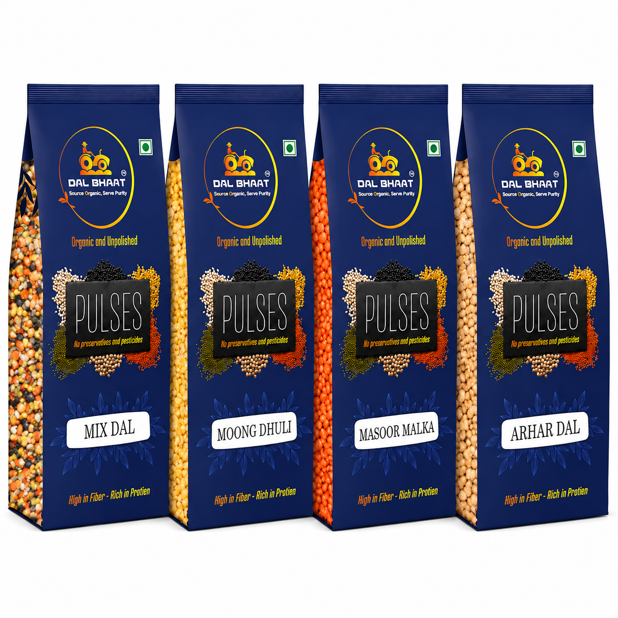 Weekly Dal Box – Toor + Masoor + Moong + Mix Dal (Bundle)