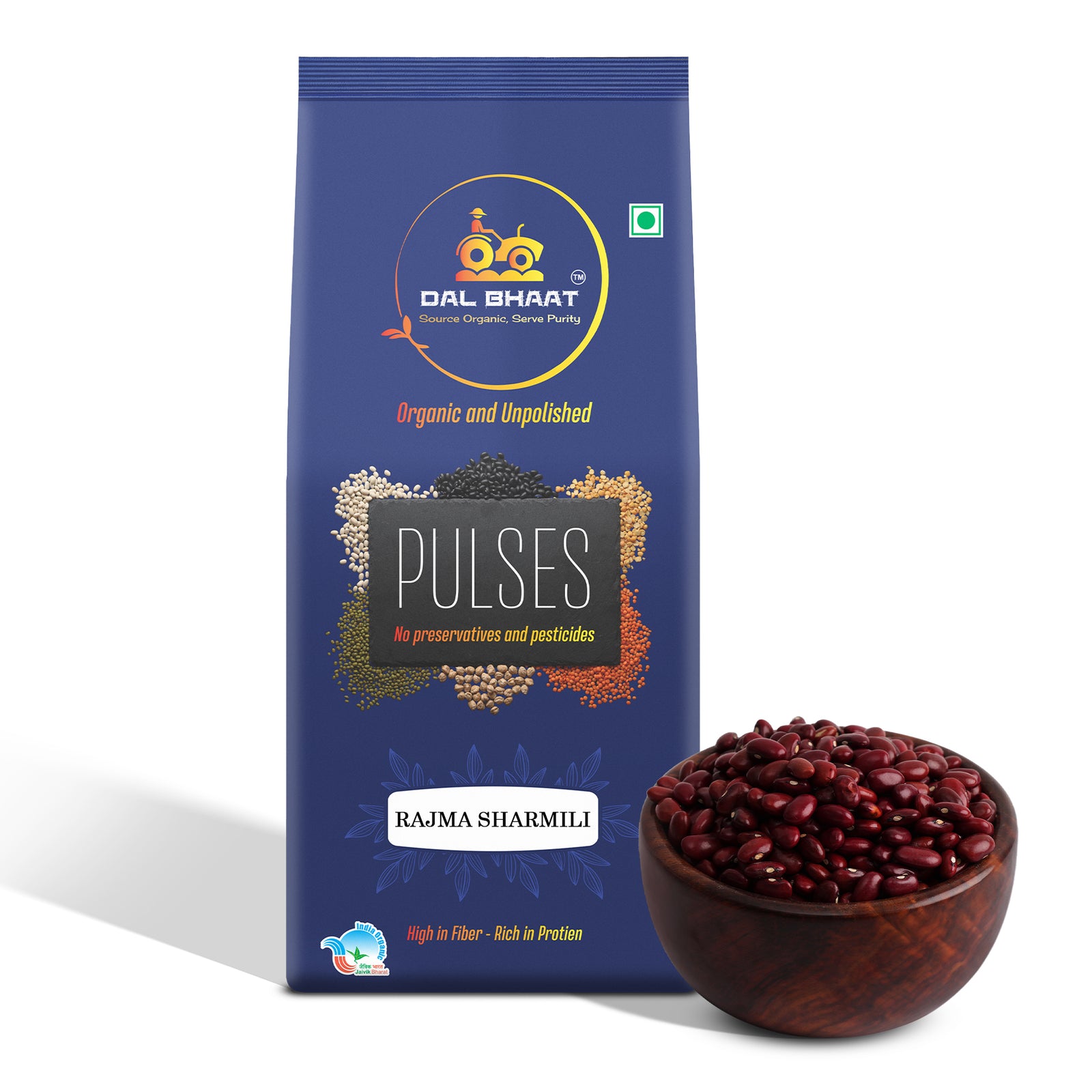 Organic Unpolished Rajma Sharmili (Kidney Beans) – 450 g