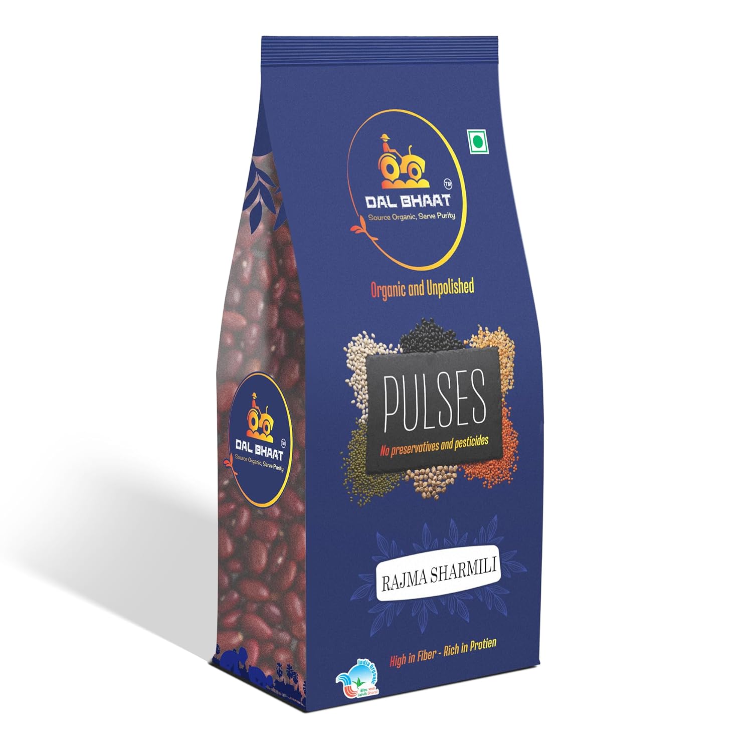 DAL BHAAT Organic Unpolished Rajma Sharmili, Red Kidney Beans Sharmili, Natural Unpolished Pulses for Daily Cooking, Protein n Fiber Rich, Fresh n Clean Pantry Staple_450gm