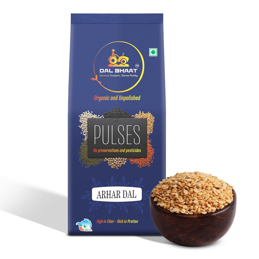 DAL BHAAT Organic Unpolished Toor Dal, Arhar Dal, Split Pigeon Pea Unpolished, Natural Unpolished Pulses for Daily Cooking, Protein n Fiber Rich, Fresh n Clean Pantry Staple_450gm