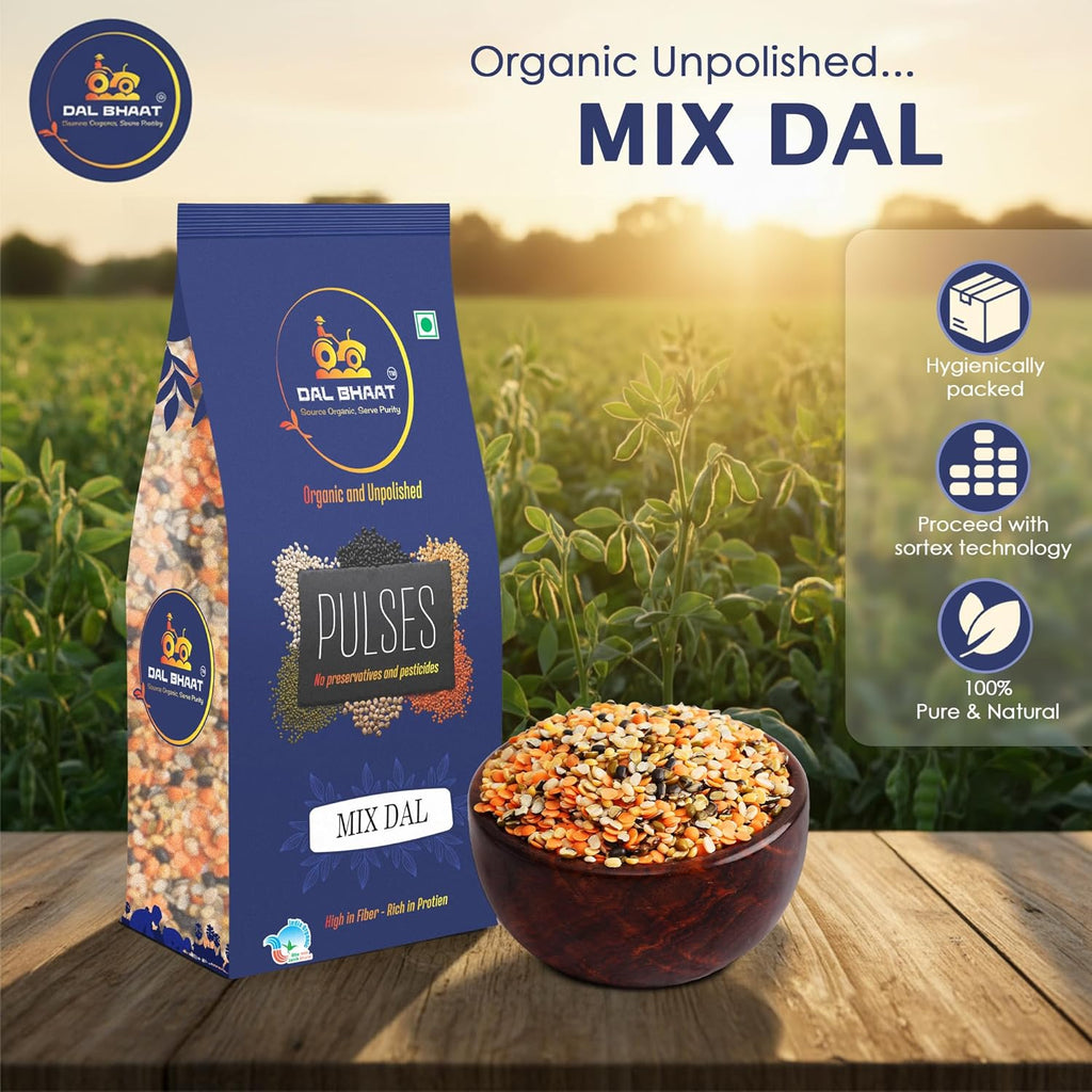 DAL BHAAT Organic Unpolished Mix Dal, Natural Unpolished Pulses for Daily Cooking, Protein n Fiber Rich, Fresh n Clean Pantry Staple_450gm