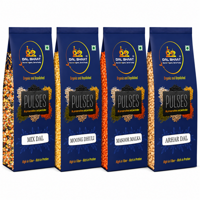 Weekly Dal Box – Toor + Masoor + Moong + Mix Dal (Bundle)