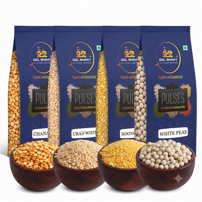 Healthy Breakfast Essentials – Chana Dal + Urad White + Moong Dhuli + White Peas (Bundle)