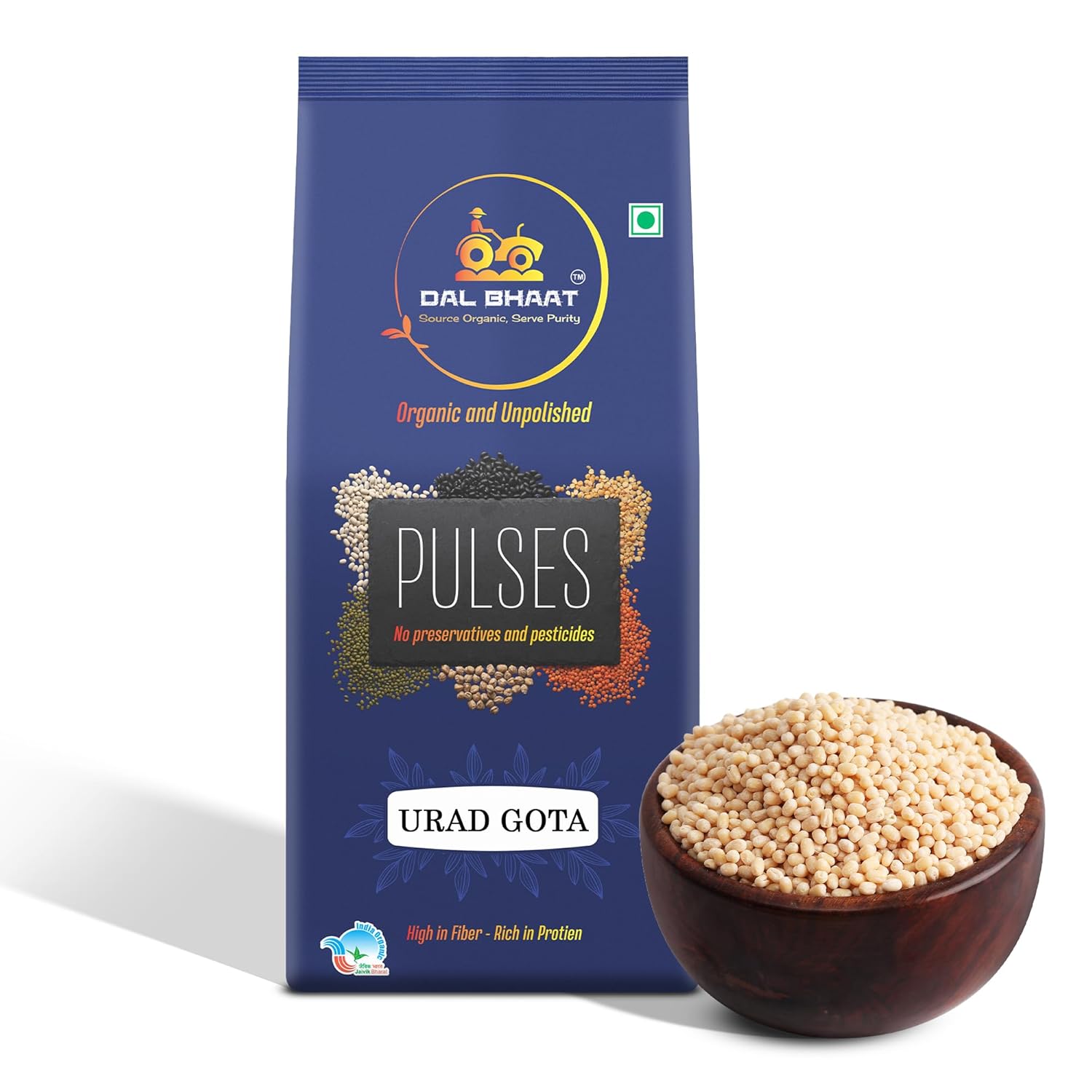 Organic unpolished urad dal white split skinless 450g pack

