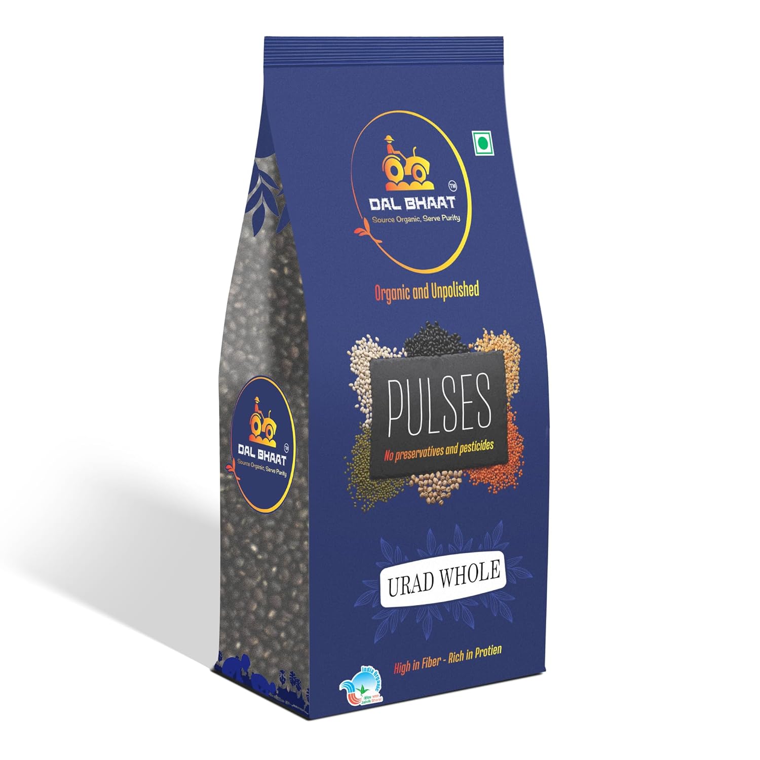 DAL BHAAT Organic Unpolished Whole Urad 450g ingredients and nutrition back side