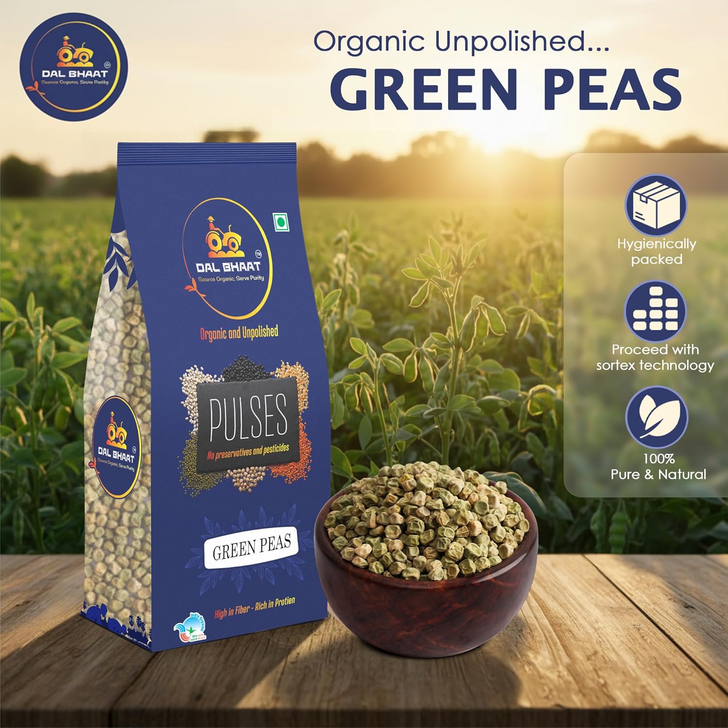 Green peas matar curry made with organic dried green peas
