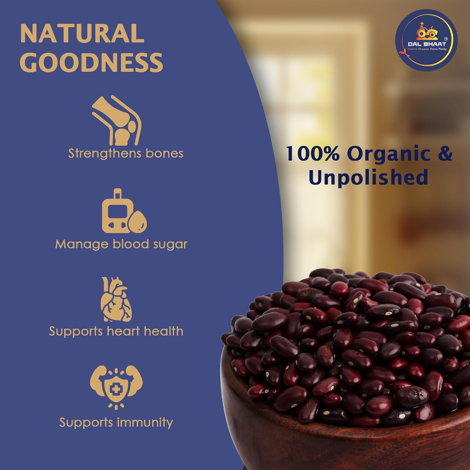 organic unpolished Rajma Jammu Red Kidney Beans natual goodness benefit
