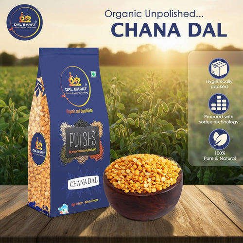 Organic unpolished chana dal split bengal gram raw close up
