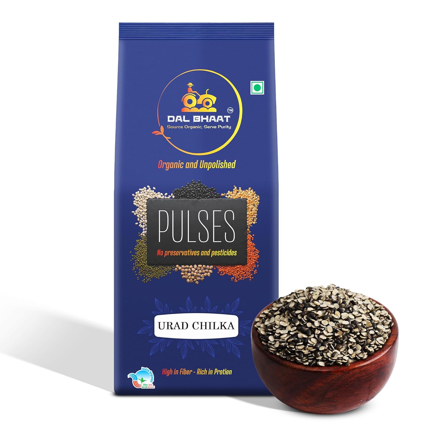 Organic unpolished urad dal chilka split with skin 450g pack
