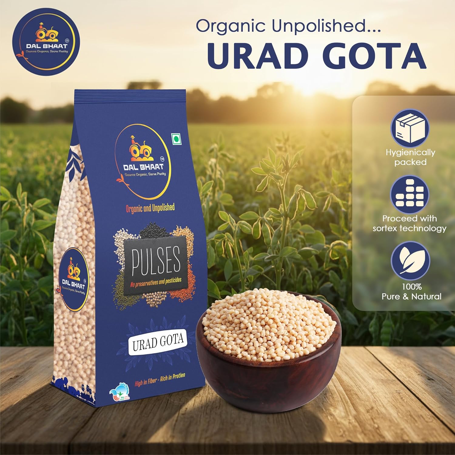 Organic unpolished urad dal white in bowl
