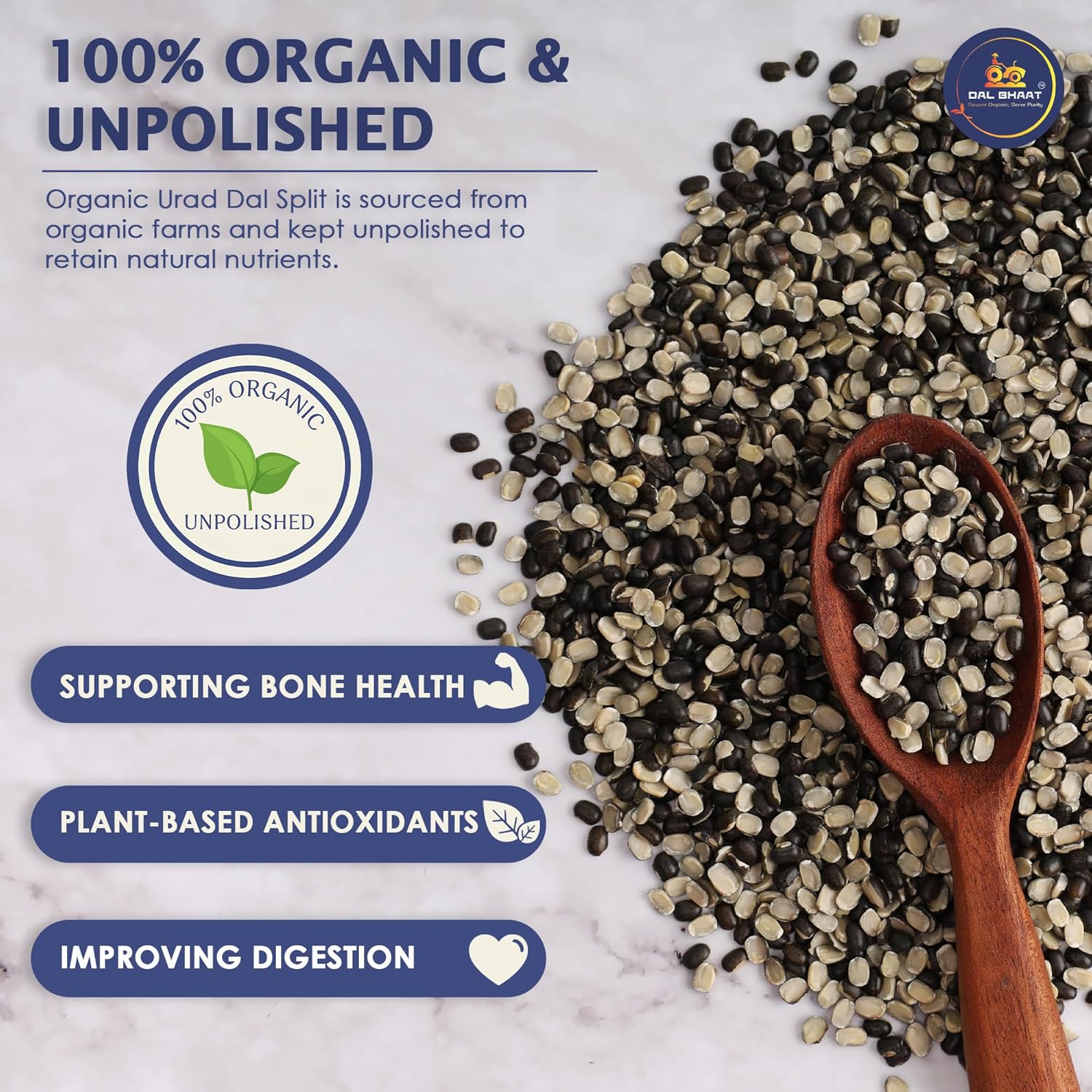 Organic unpolished urad dal chilka for healthy Indian cooking
